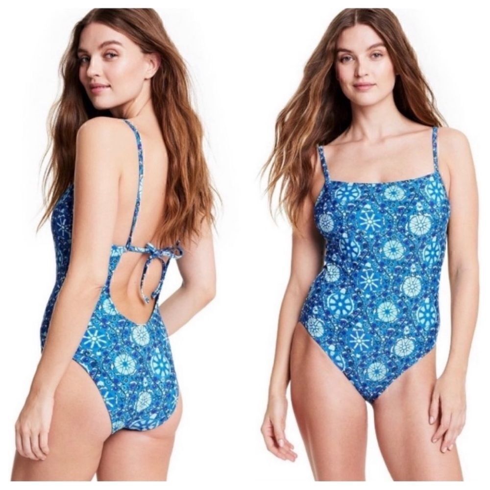 NWT RHODE Blue Zinnia One Piece Swimsuit, Size S‎